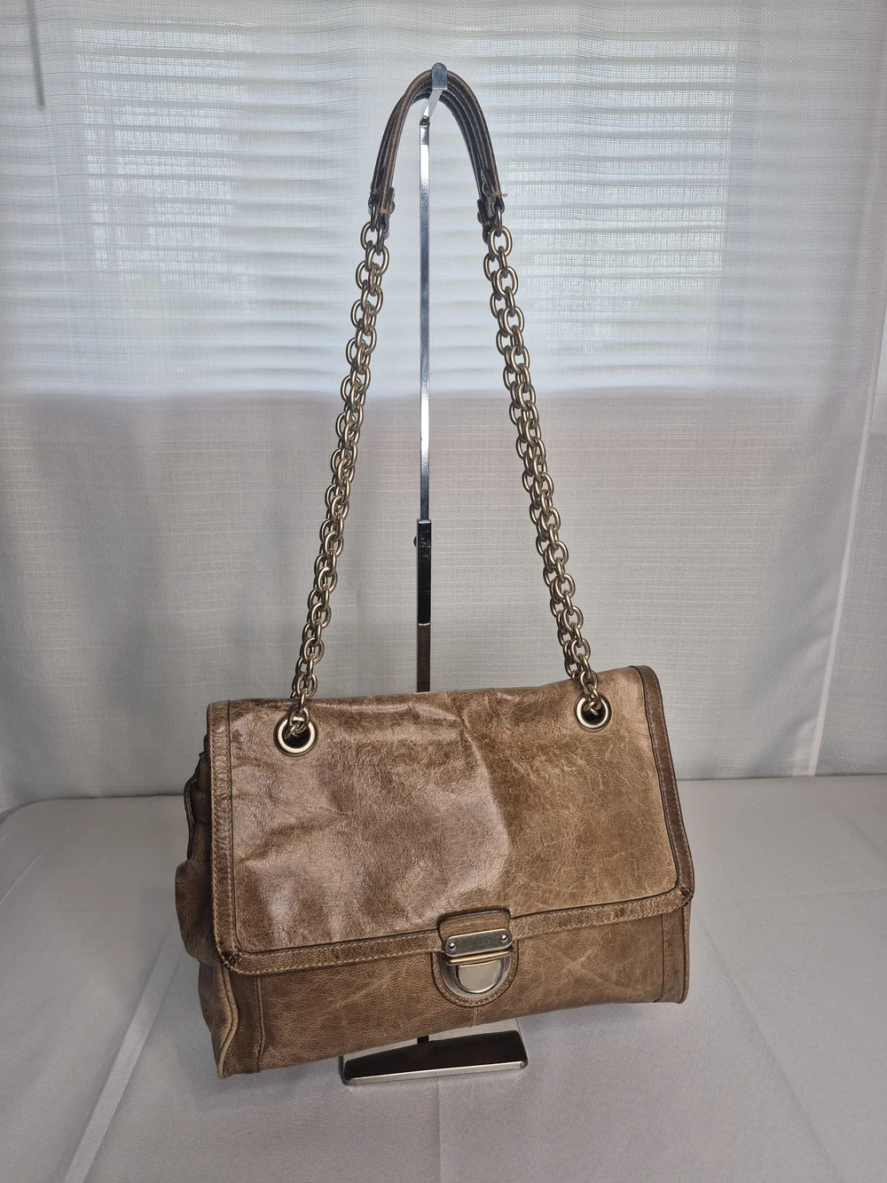 Banana Republic Vintage-Style Brown Leather Chain Shoulder Bag